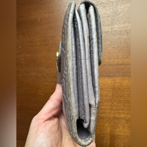 Gucci Guccissima GG Gold Heart Silver Leather Long Wallet W/COA - Picture 6 of 16